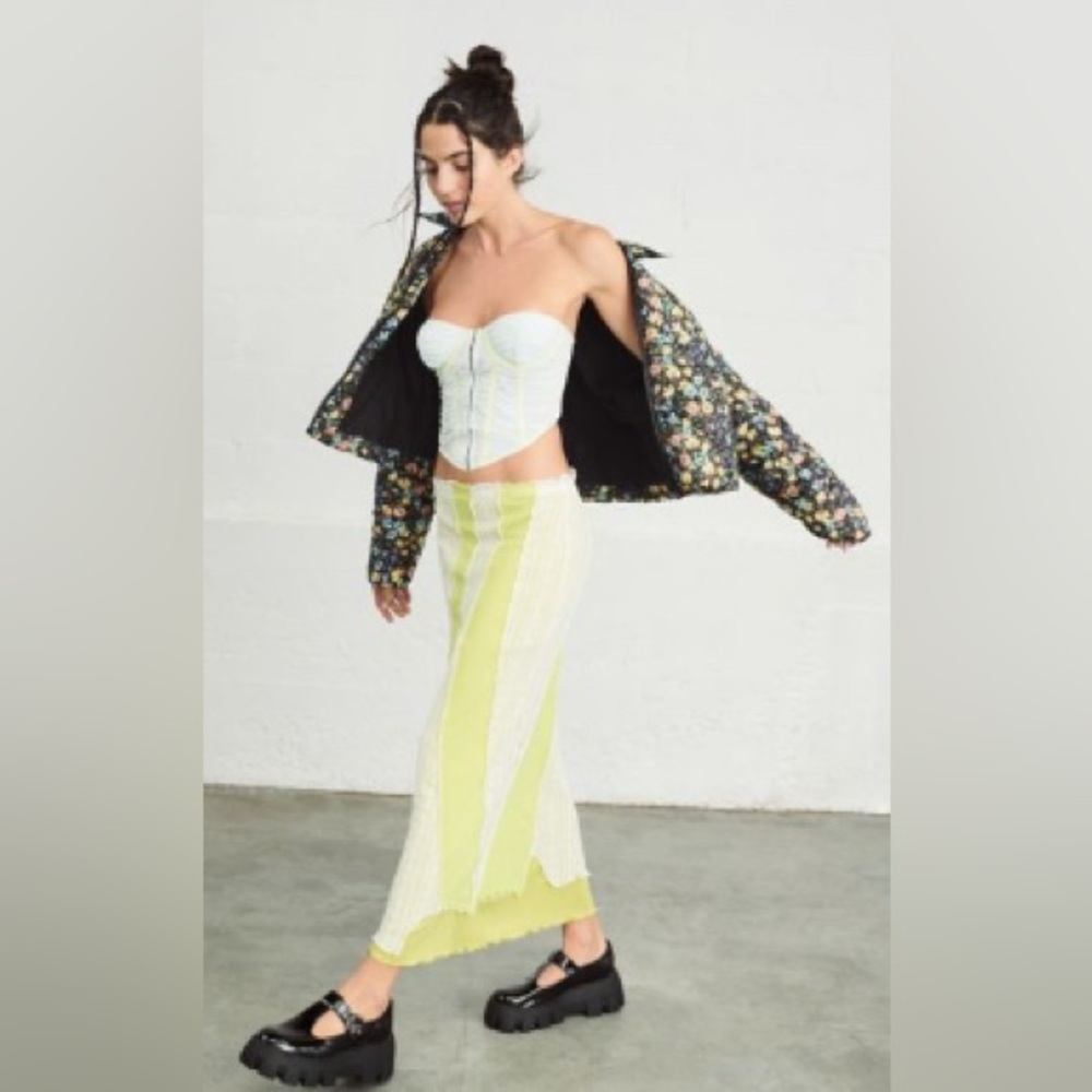 NWT Maxi Skirt in Yellow and Green for Cocktail by Urban Outfitters
